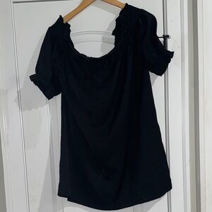 YOINS Elegant Black Ruffle Blouse